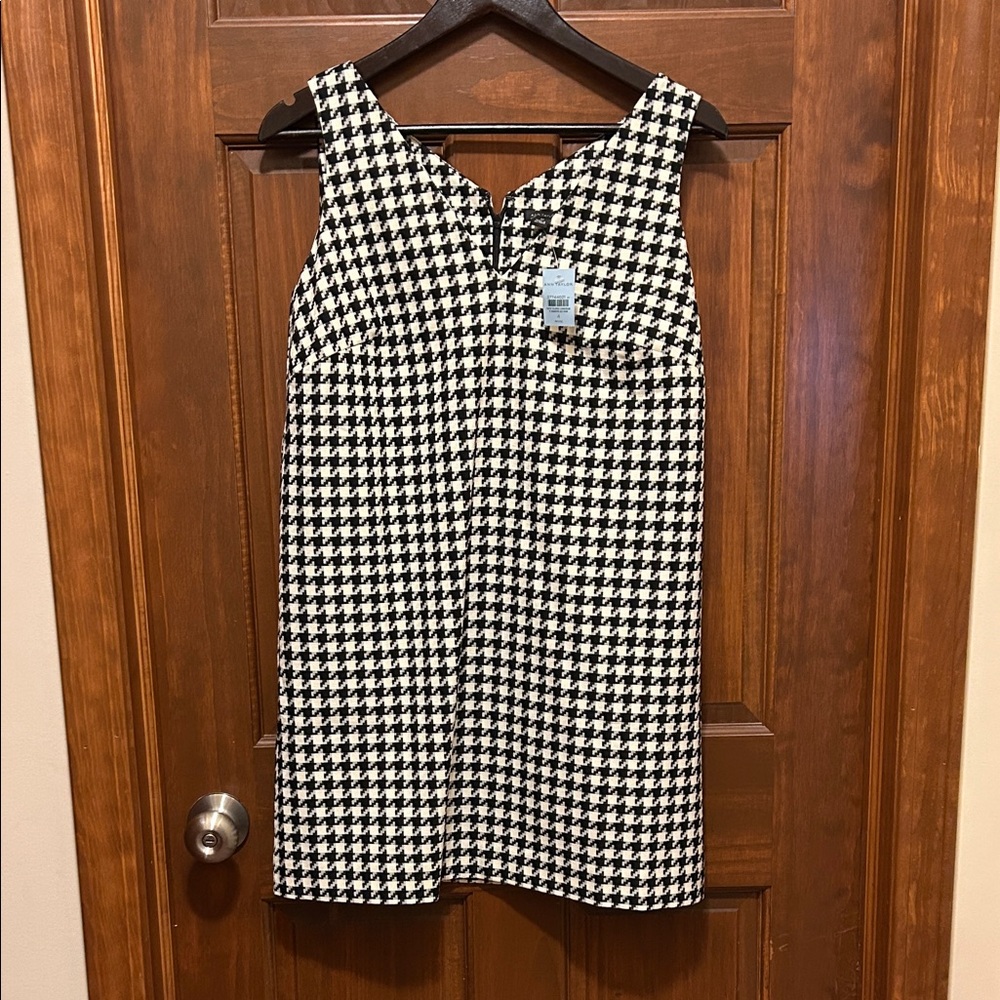 Ann Taylor Monochrome Houndstooth Mini Dress